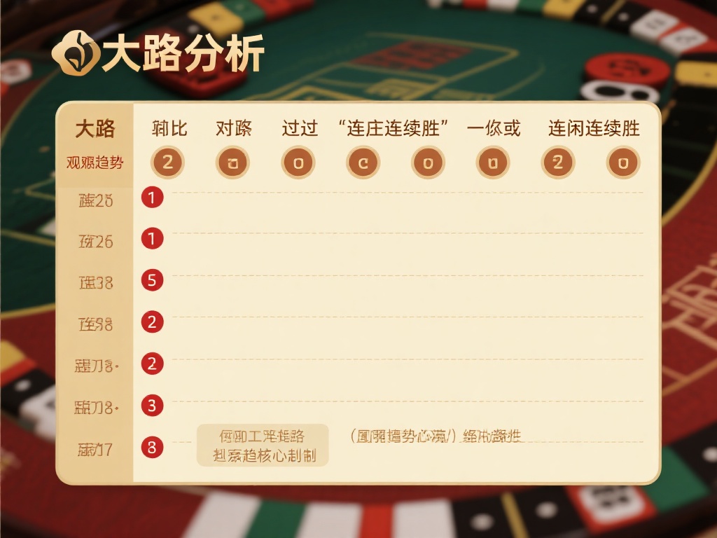 揭开百家乐路图背后的秘密,助你稳操胜券成赢家 大路分析:大路清晰记录庄、闲的胜负情况,简洁直接,