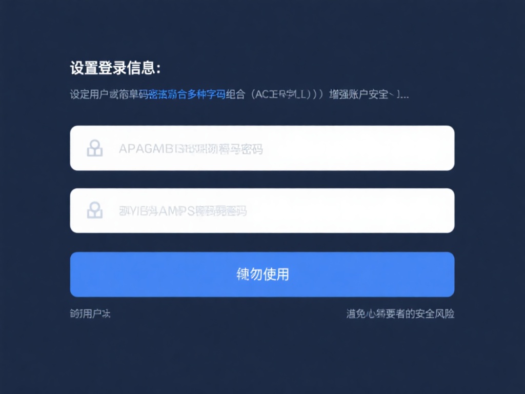 设置登录信息：设置用户名和密码时建议使用多种字符组